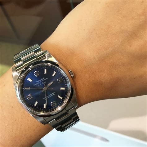 rolex oyster perpetual 114200 34mm|Rolex air king blue dial.